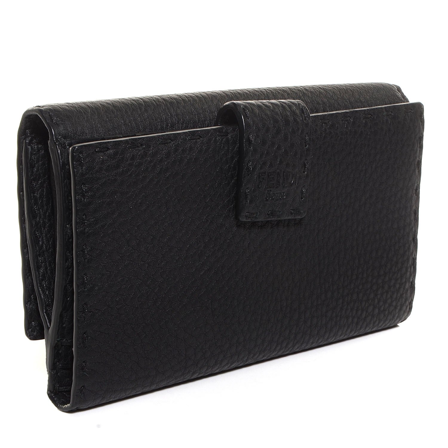 Fendi Cuoio Romano Selleria Peekaboo Continental Wallet Black 3 of 10