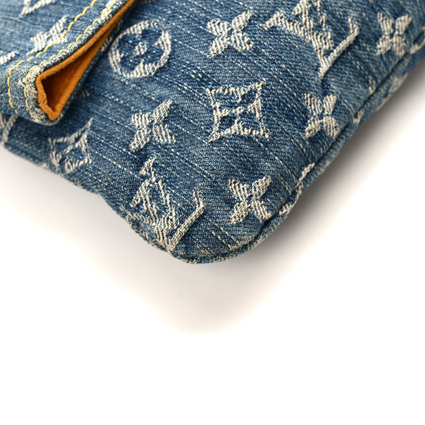 LOUIS VUITTON Monogram Denim Pochette Plat Clutch Blue