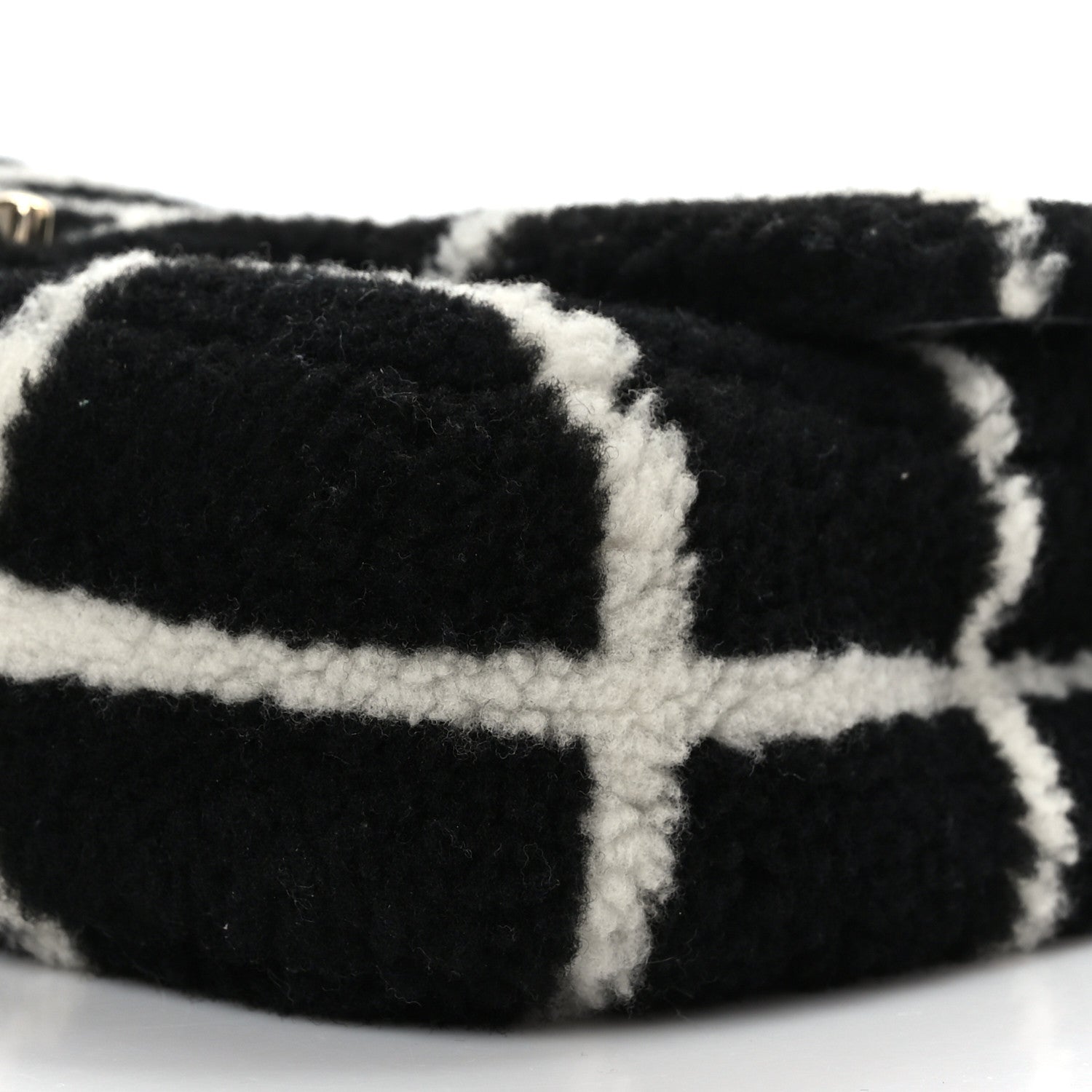 Chanel Shearling Lambskin Large Fluffy Tartan Single Flap Black White 8 of 9