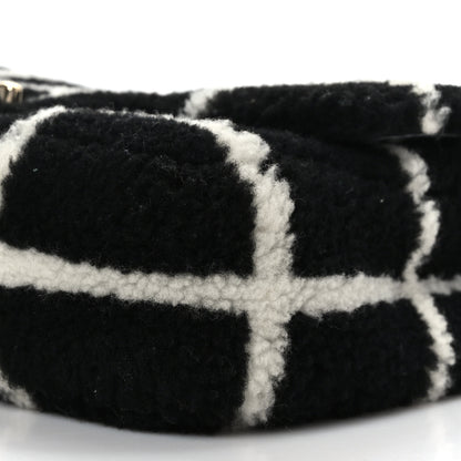 Chanel Shearling Lambskin Large Fluffy Tartan Single Flap Black White 8 of 9