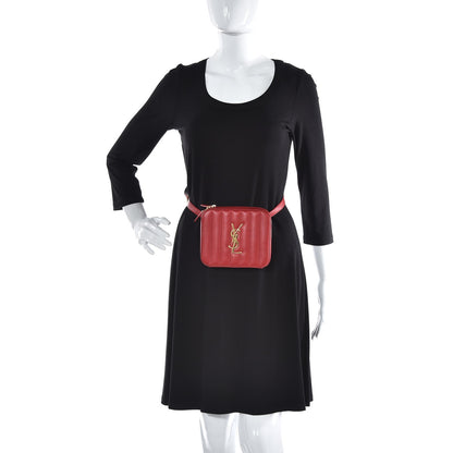Saint Laurent Lambskin Matelasse Vicky Monogram Belt Bag Eros Red 2 of 8
