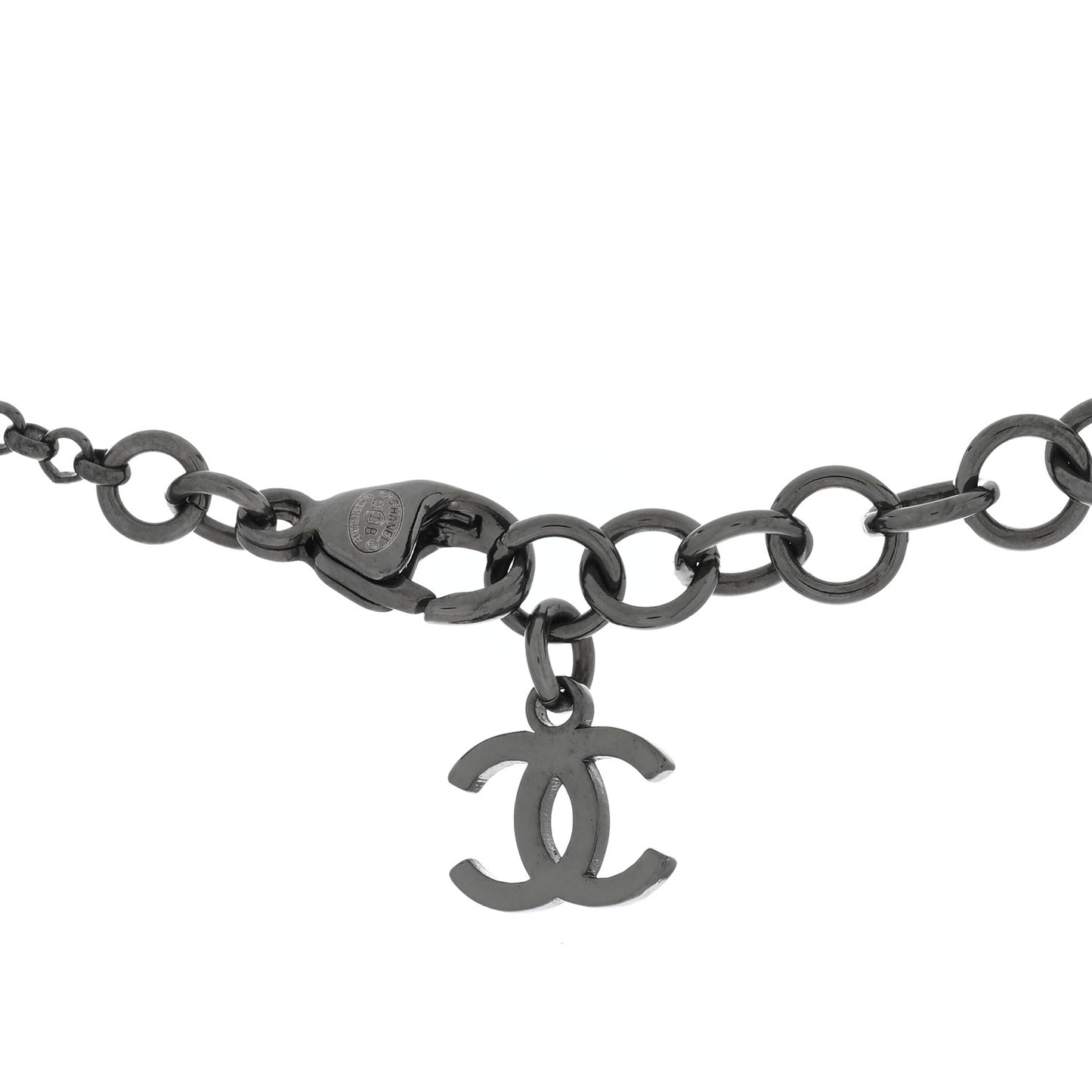 Ruthenium Crystal CC Drop Necklace Black