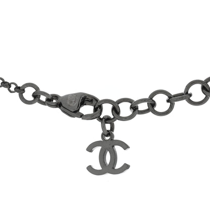 Chanel Ruthenium Crystal CC Drop Necklace Black 3 of 5