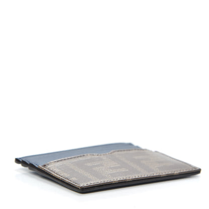 Fendi Vitello Century Glazed Fabric FF 1974 Card Holder Blu Scuro Mogano Panna 4 of 7