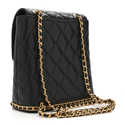 Chanel Caviar Quilted Camellia Chain Around Backpack Black 3 of 10