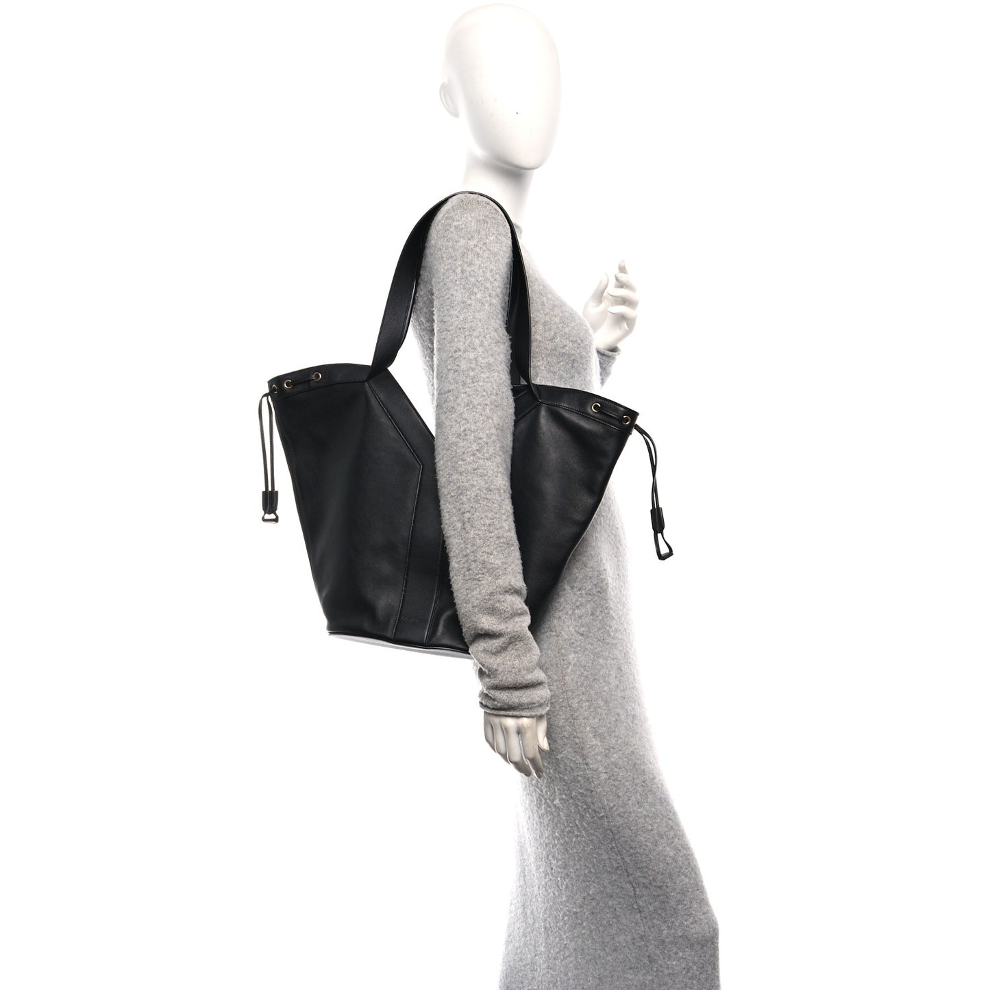 Santorini Lux Calfskin Y Drawstring Tote Black