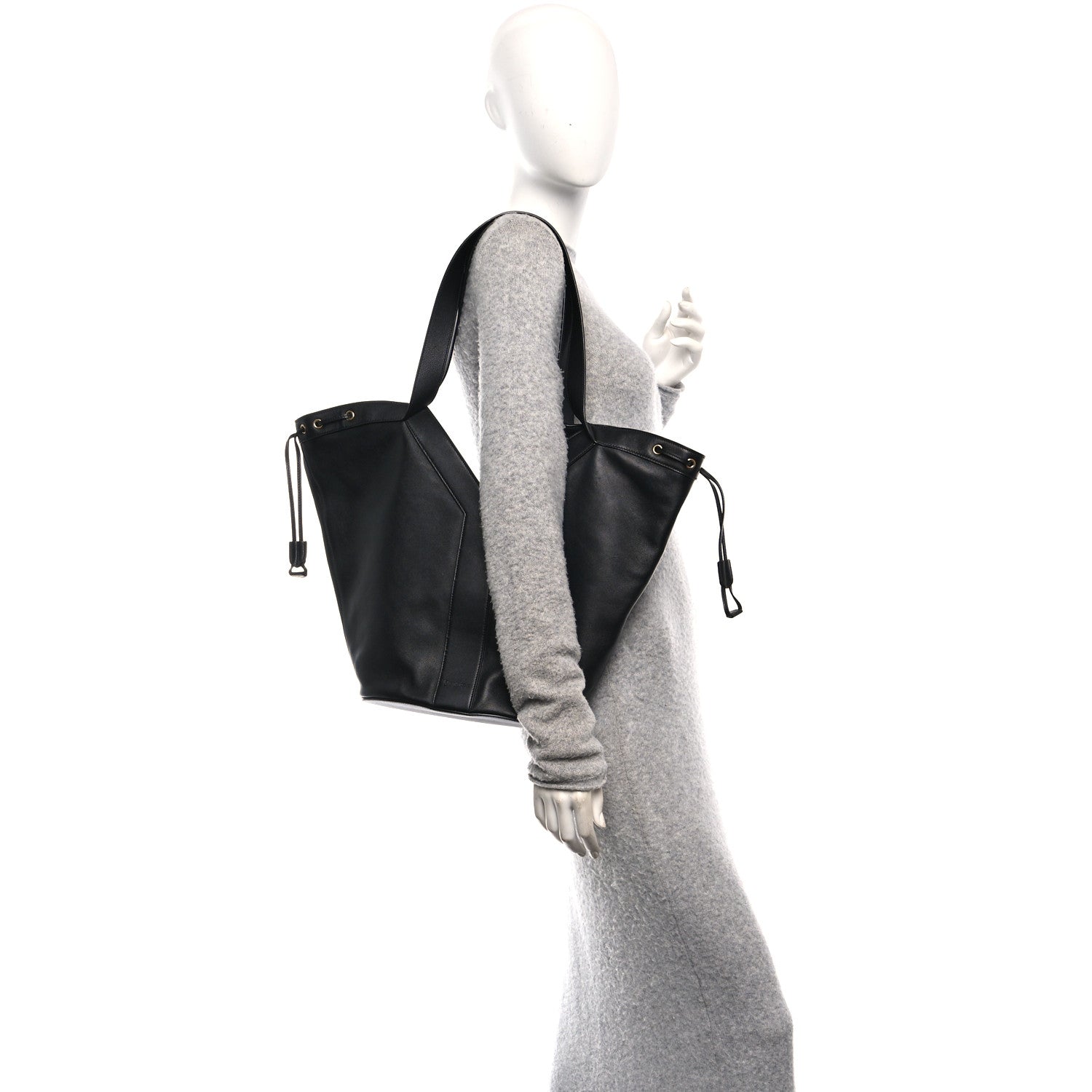 Saint Laurent Santorini Lux Calfskin Y Drawstring Tote Black 2 of 10
