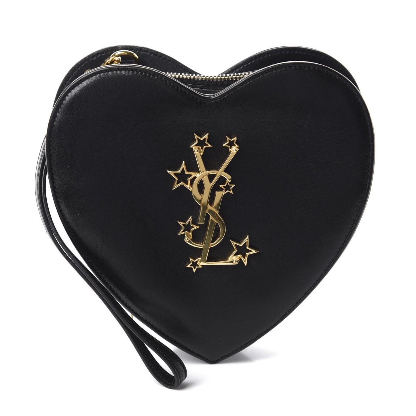 Lambskin Love Heart Clutch Black