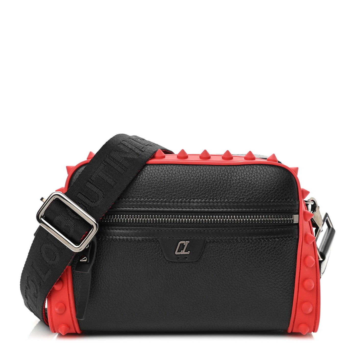 Empire Calfskin Gomme Spikes Loubitown Crossbody Loubi Black