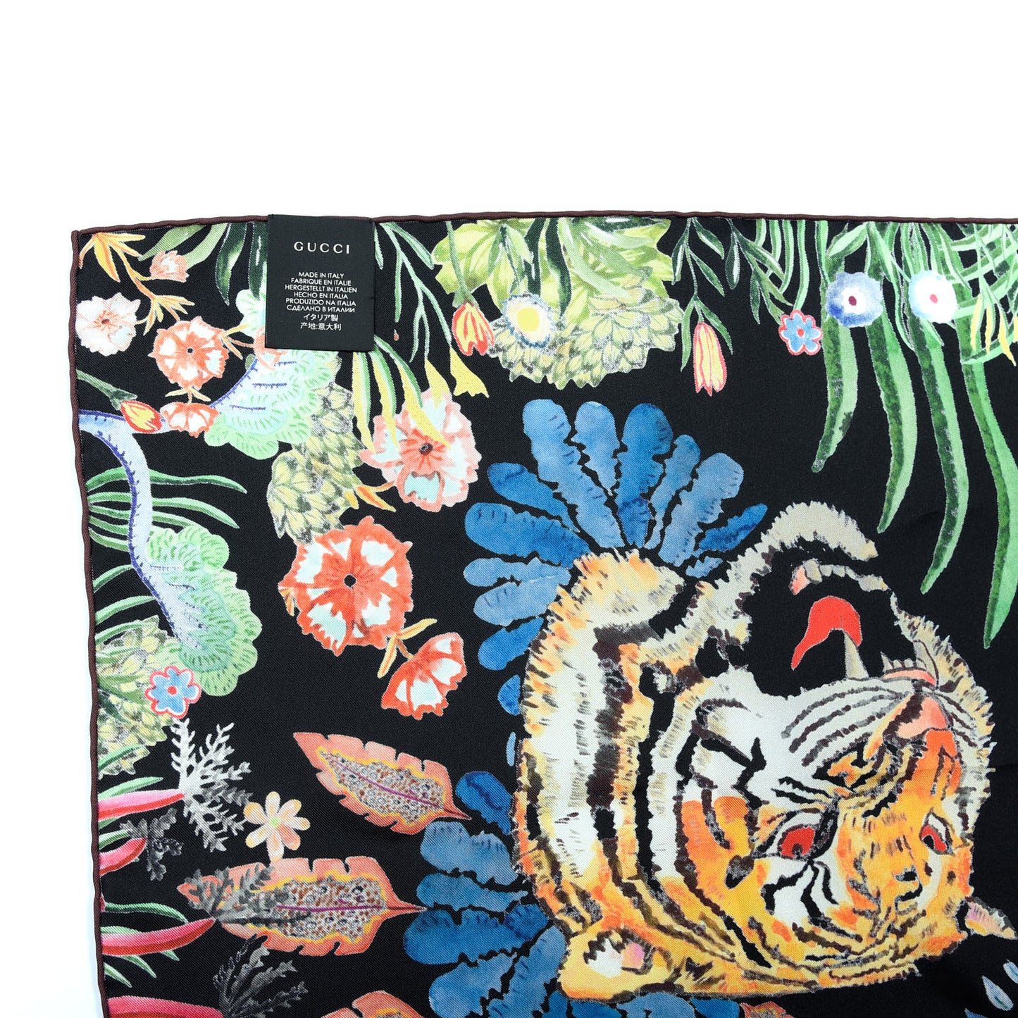 Silk Tiger Kingsnake Print Square Scarf Multicolor