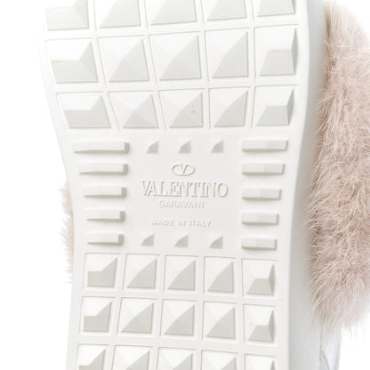 Valentino Garavani Calfskin Mink Fur Sneakers 36 White Rosa 7 of 9