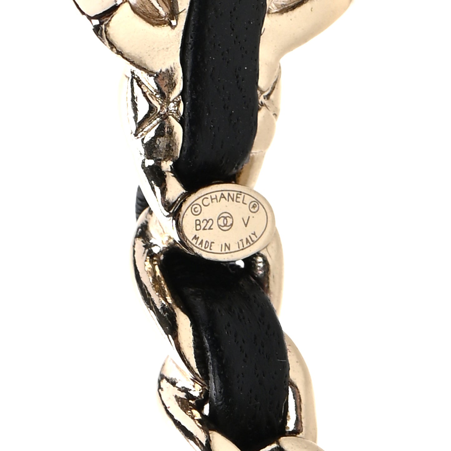 Lambskin CC Turnlock Chain Hoop Earrings Gold Black