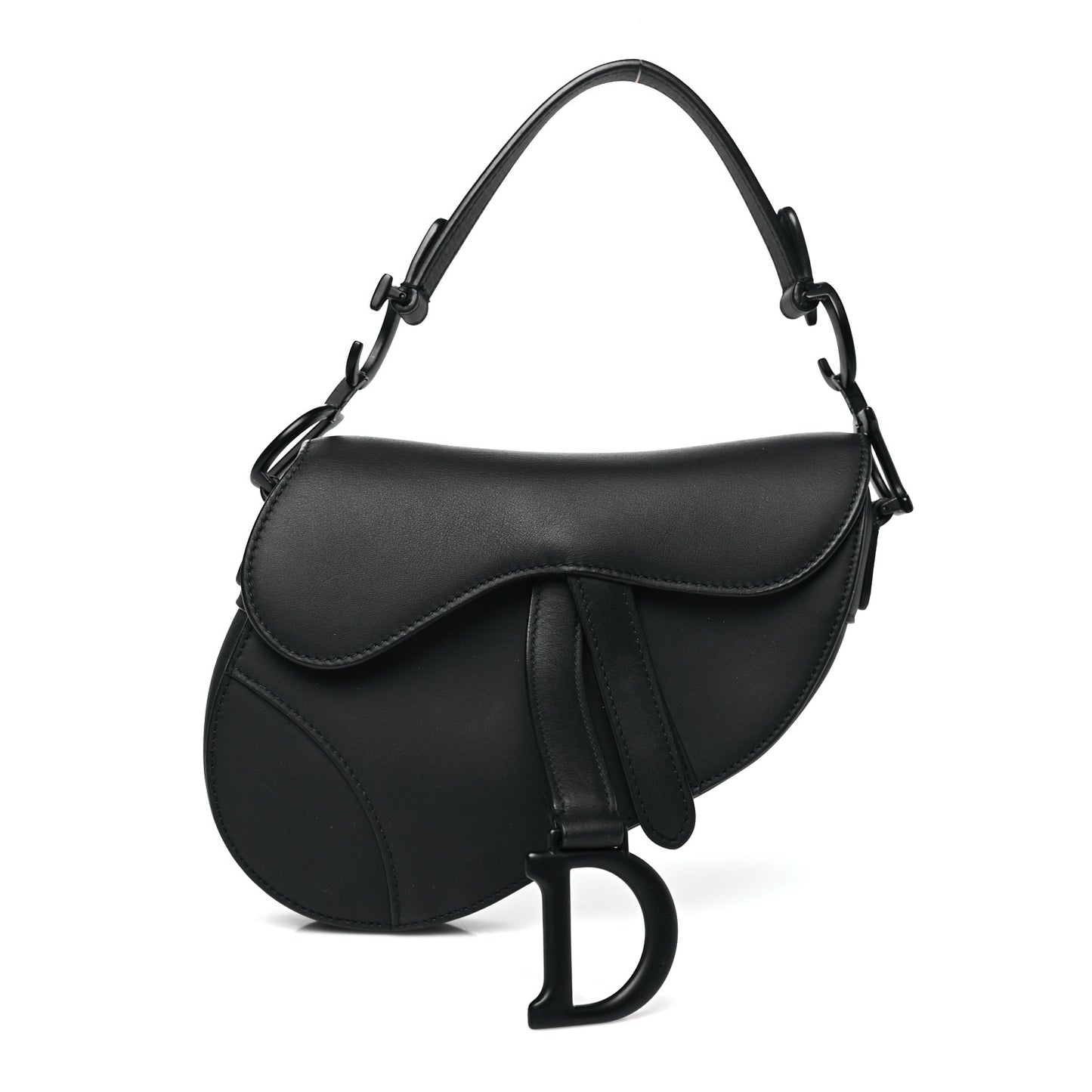 Ultra Matte Calfskin Mini Saddle Bag Black