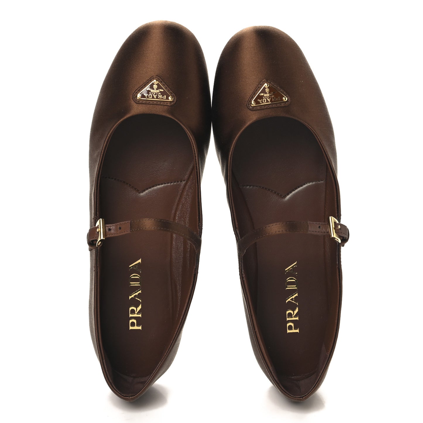 Satin Triangle Ballerina Flats Tabacco