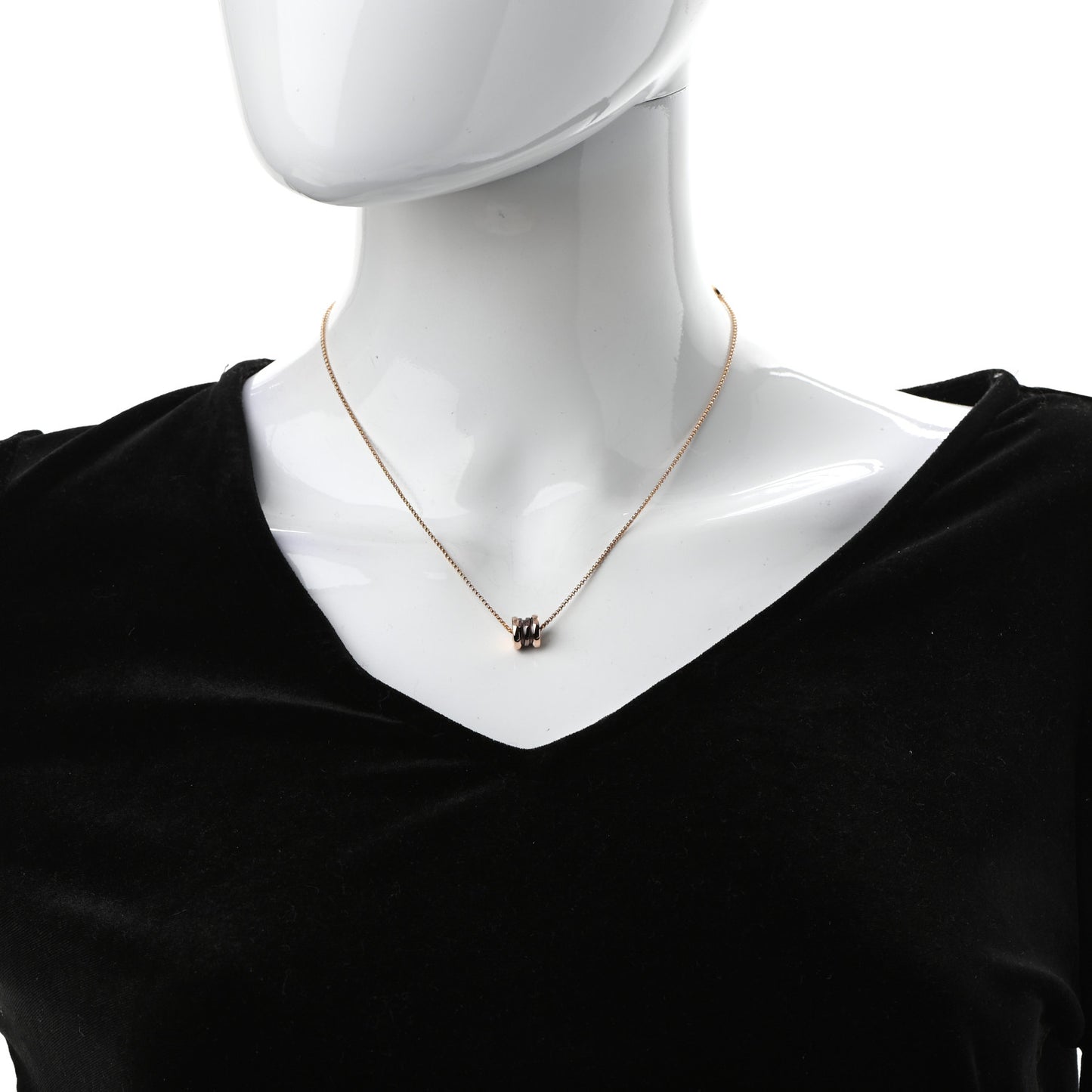 18K Rose Gold Cermet Small B.Zero1 Pendant Necklace