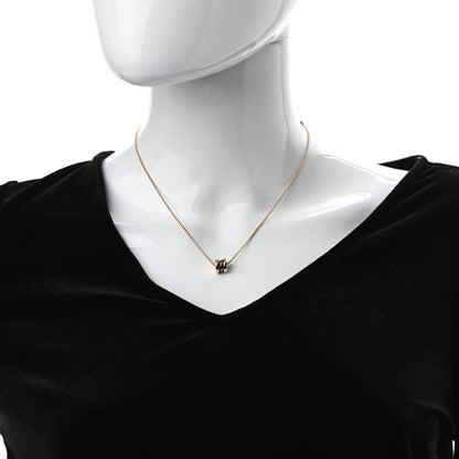 Bulgari 18K Rose Gold Cermet Small B.Zero1 Pendant Necklace 2 of 8