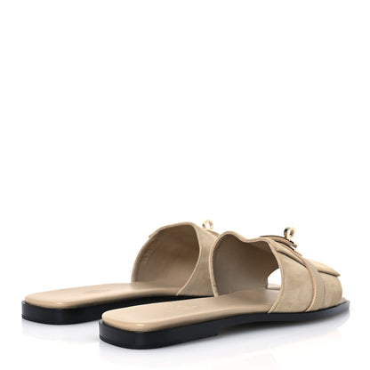 Hermes Suede Goatskin Giulia Sandals 41 Beige Lin 5 of 13