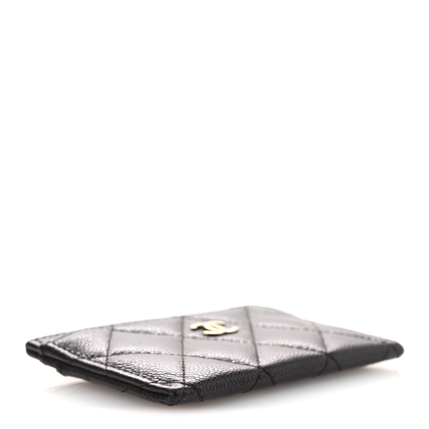 Caviar Quilted Card Holder Dark Brown
