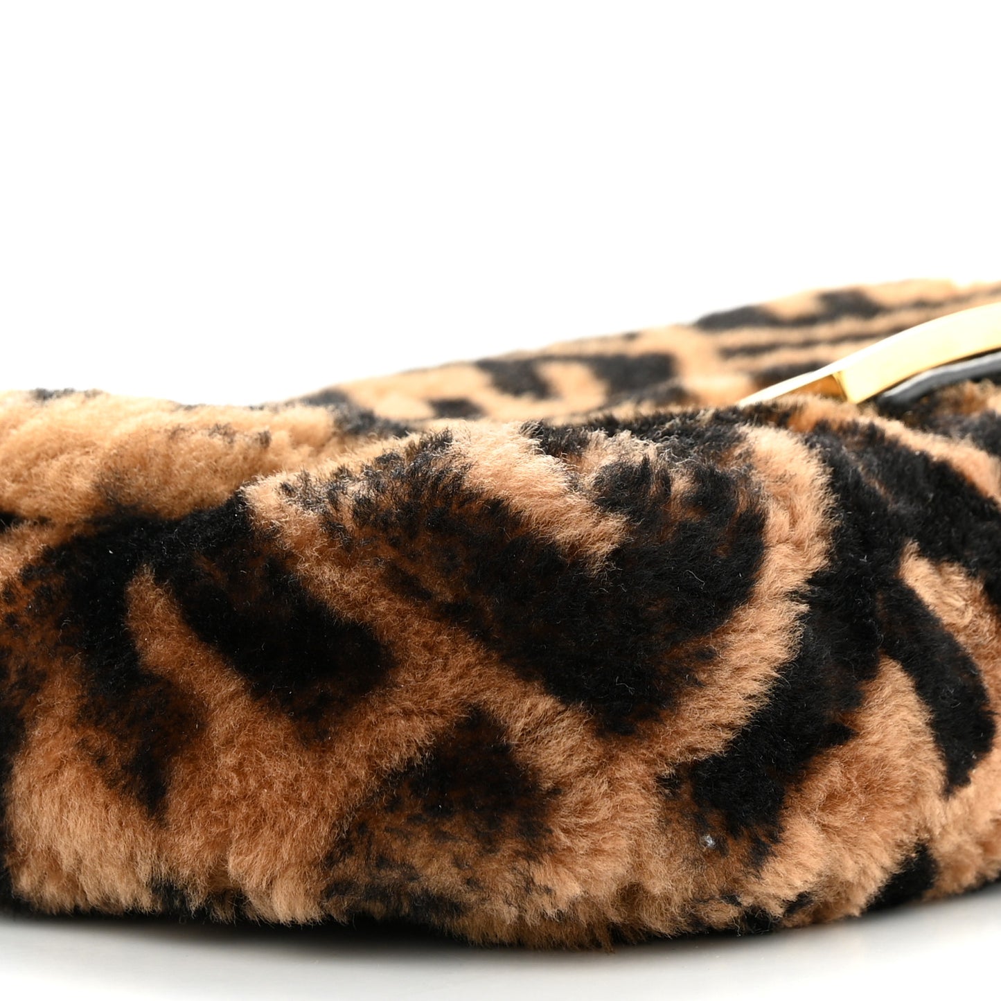Shearling Vitello Dolce Macro FF 1974 Mini Baguette Tobacco Black
