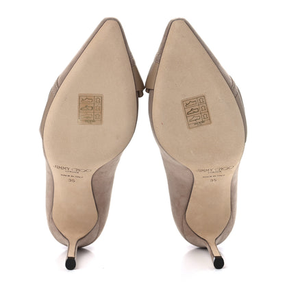 Jimmy Choo Suede Nappa Ruffle Leena 85 Pumps 35 Stone 6 of 8
