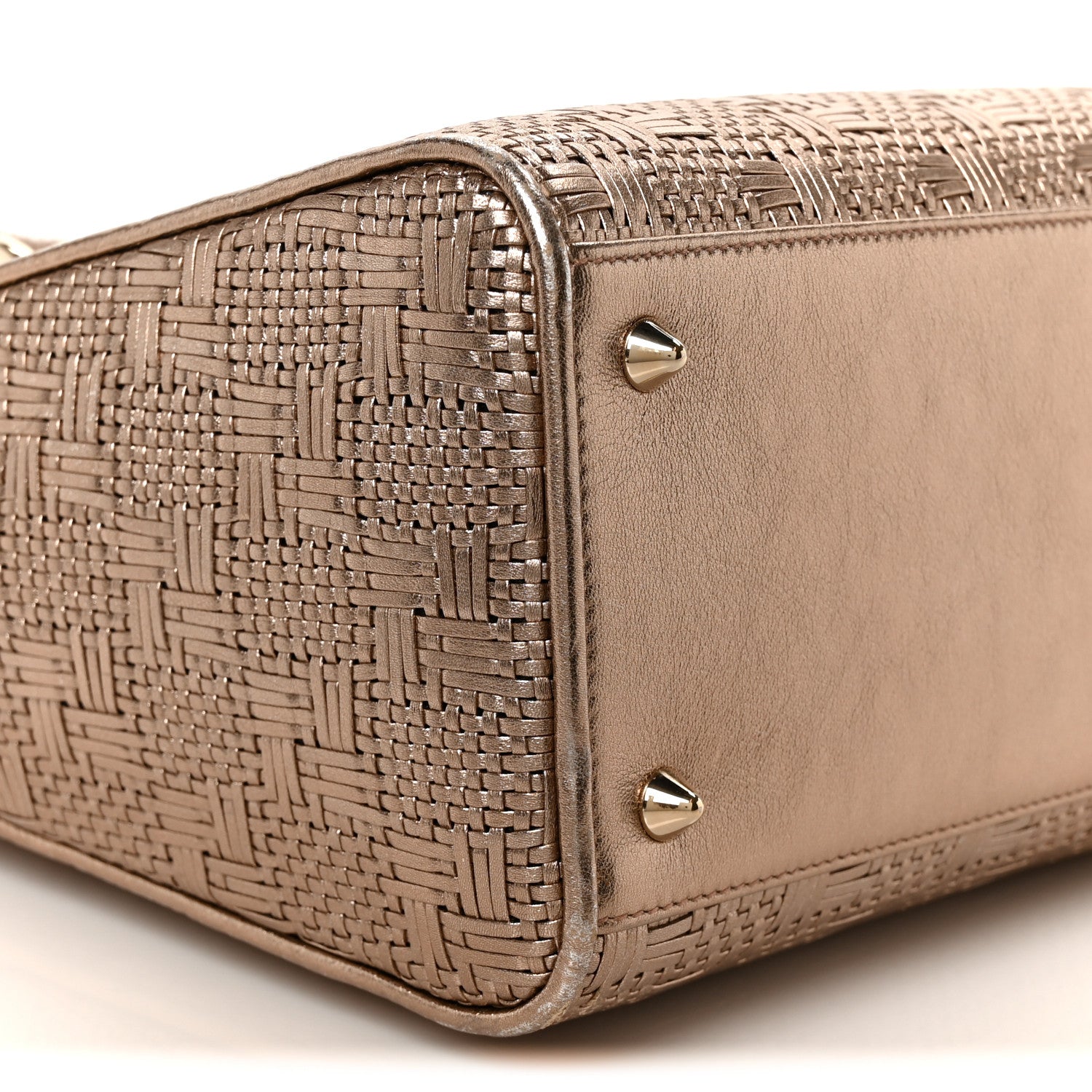 Christian Dior Metallic Calfskin Braided Medium Lady Dior Gold 9 of 10