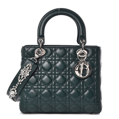 Christian Dior Lambskin Cannage Medium Lady Dior Crystal Strap Green 1 of 11