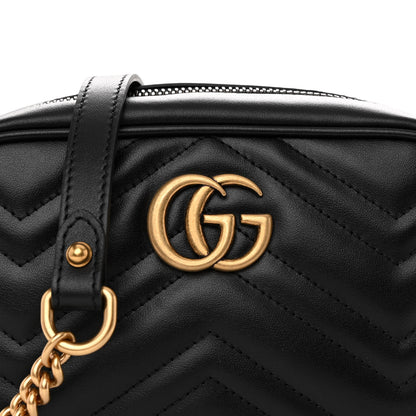Gucci Calfskin Matelasse Mini GG Marmont Chain Shoulder Bag Black 7 of 9