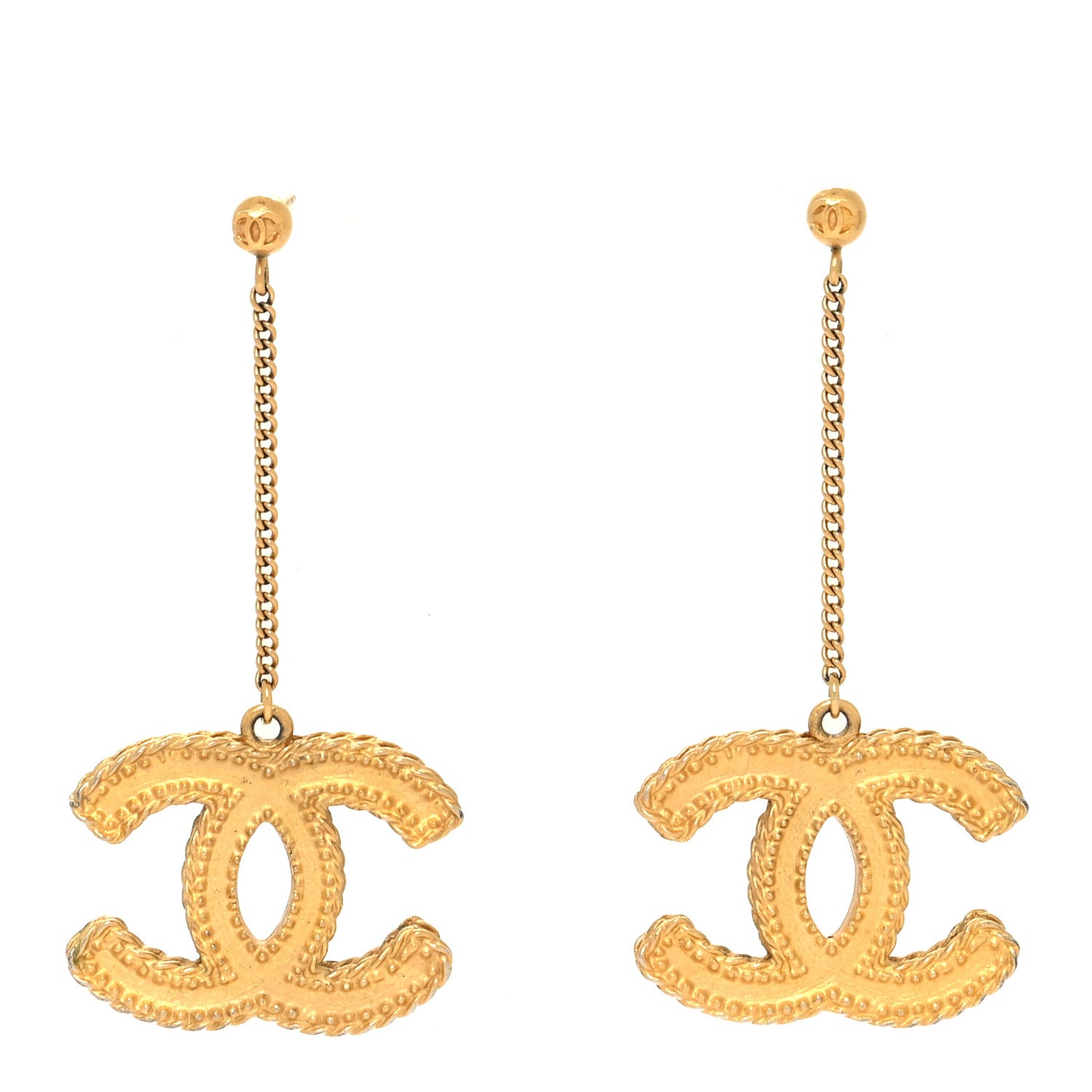 CC Drop Earrings Matte Gold