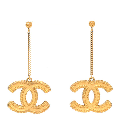 Chanel CC Drop Earrings Matte Gold 1 of 4