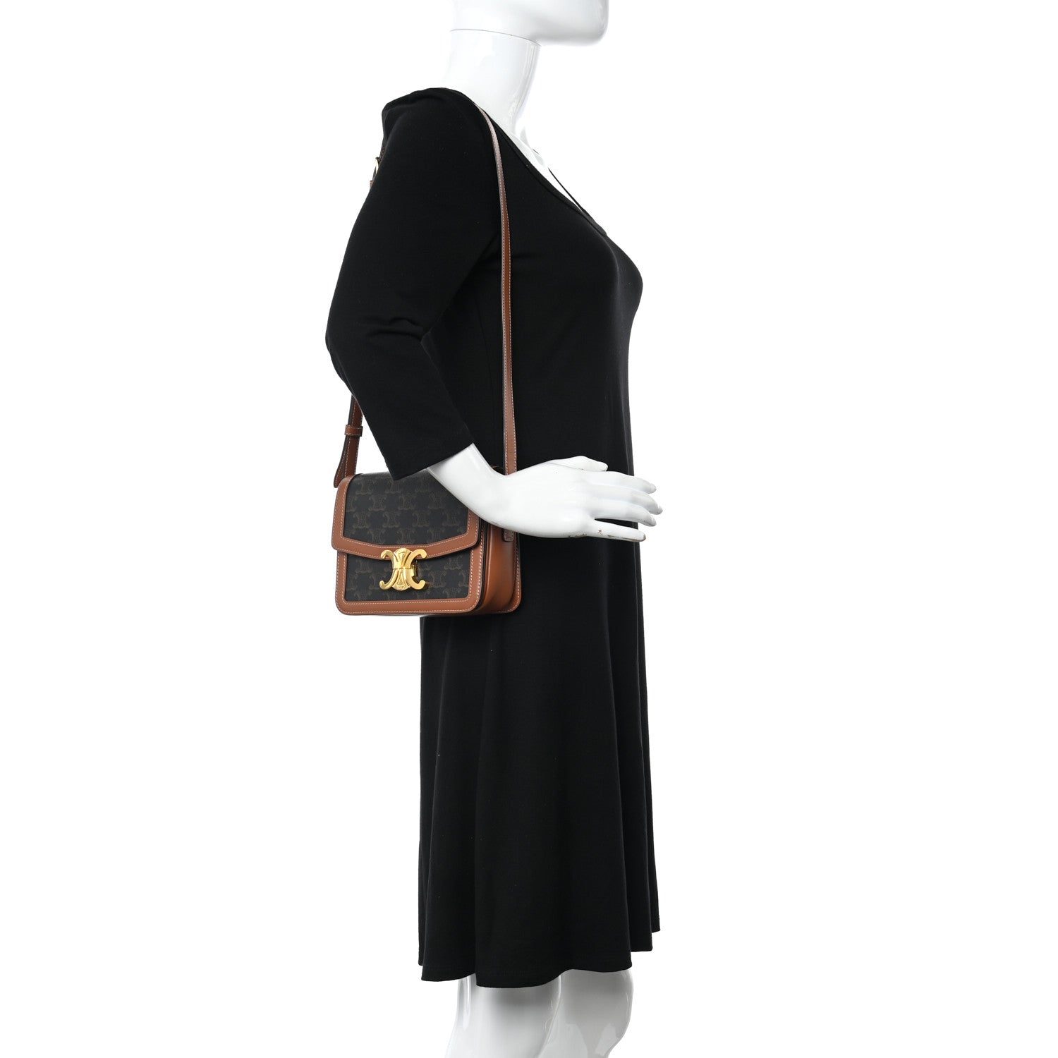 Celine Calfskin Triomphe Canvas Teen Triomphe Bag Tan 2 of 10