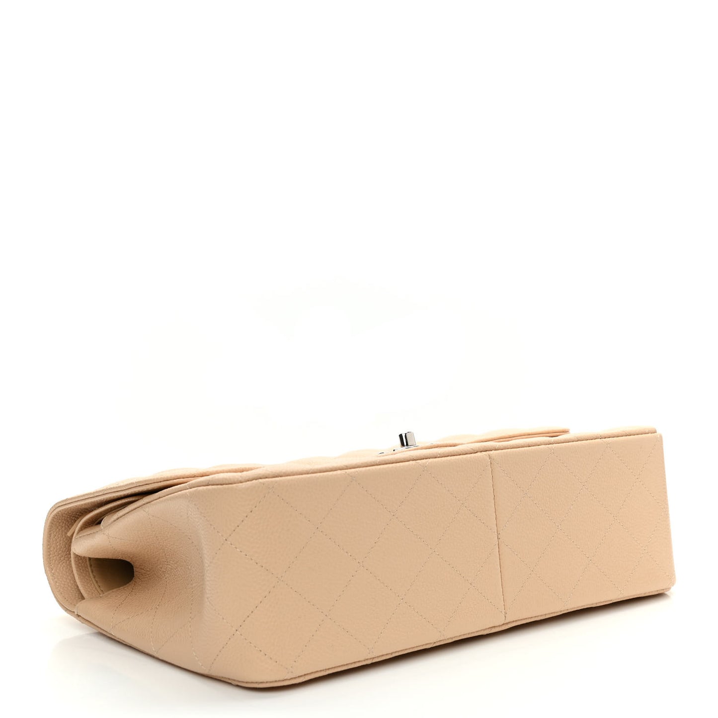 Caviar Quilted Jumbo Double Flap Beige Clair