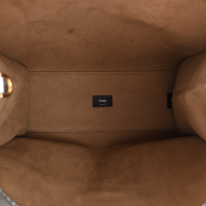 Fendi Vitello Catalan Mirror Plexiglass Logo Embossed Medium Fendi Sunshine Shopper Tote Argento 5 of 12