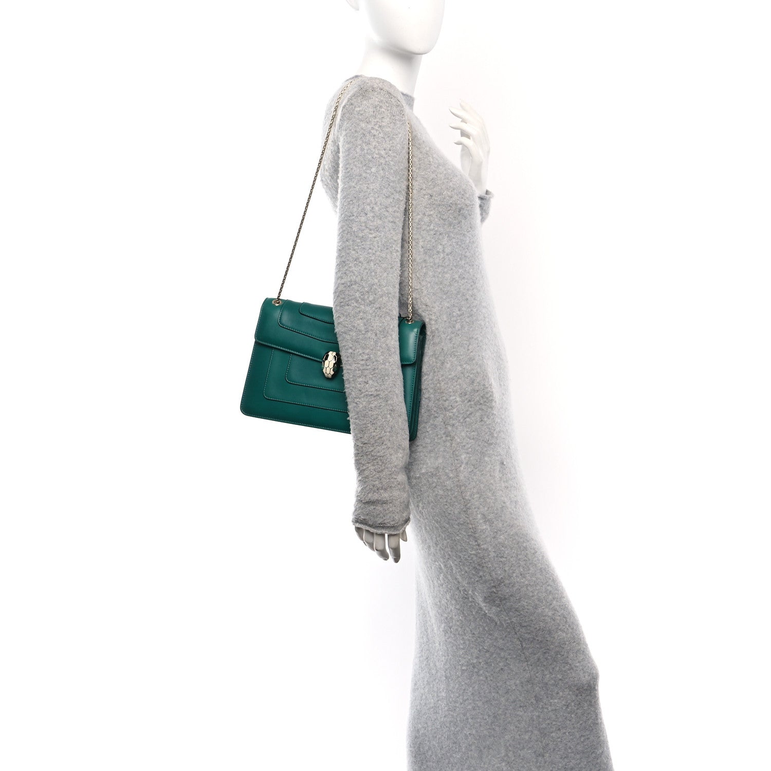 Bulgari Calfskin Serpenti Forever Shoulder Bag Emerald Green 2 of 10