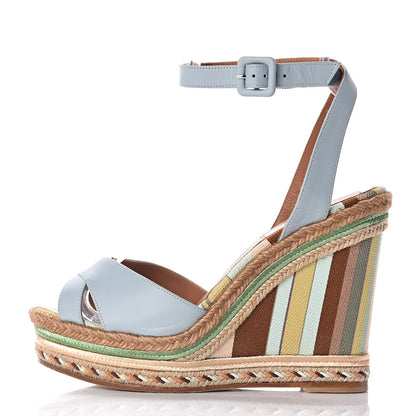 Valentino Garavani Calfskin Calfskin Native Couture 1975 Espadrille Wedge Sandals 39 Sky Sorbet Multicolor 1 of 12