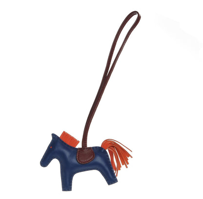 Hermes Milo Lambskin Grigri Rodeo Horse Bag Charm PM Bleu de Malte Rouge H Peony 1 of 4