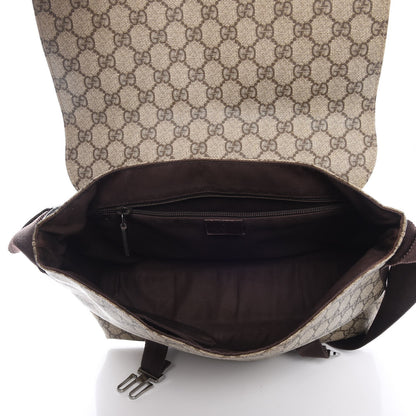 Gucci GG Plus Monogram Large Double Buckle Flap Messenger Bag Beige Dark Brown 5 of 12