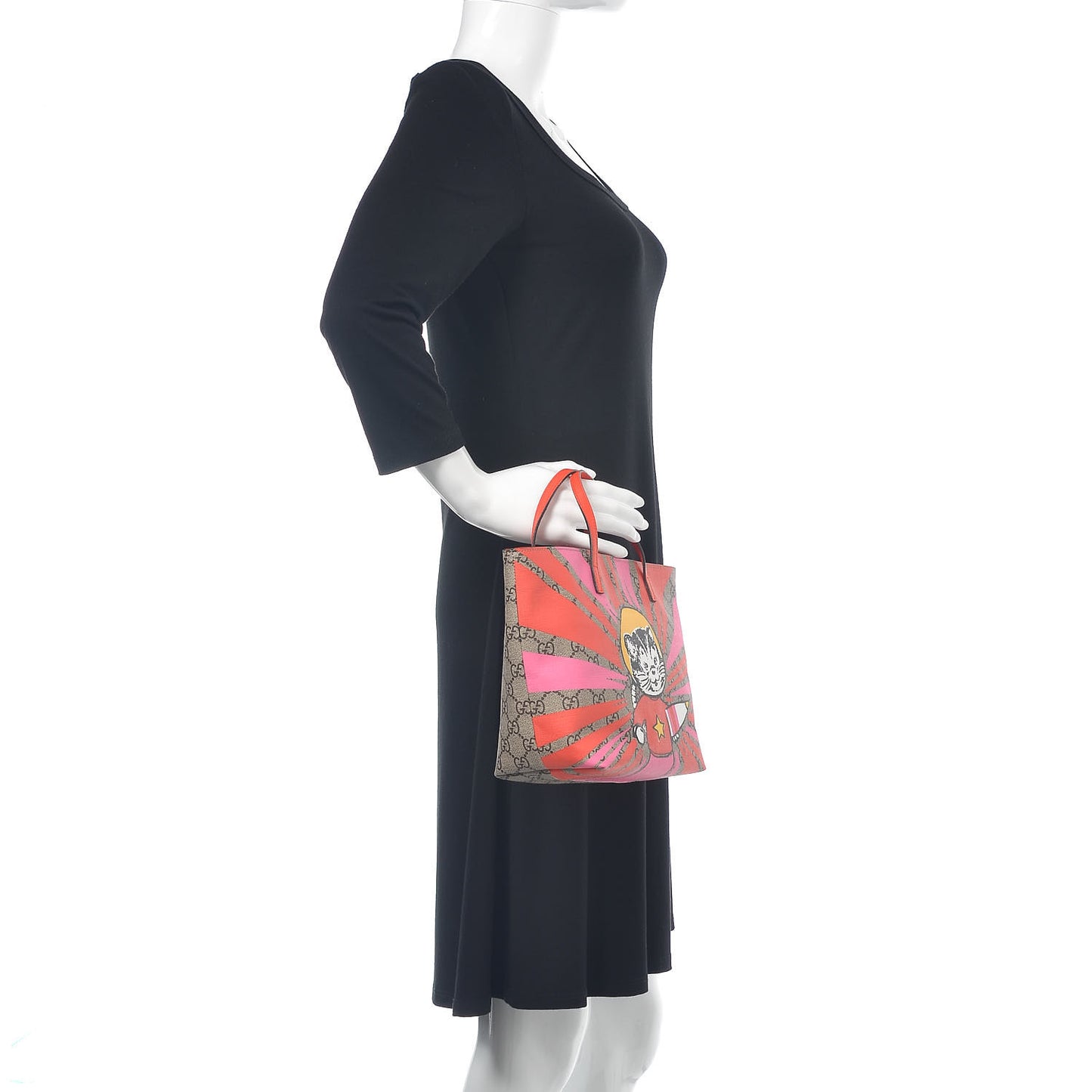 GG Supreme Monogram Kids Rocket Cat Tote Rose Orange