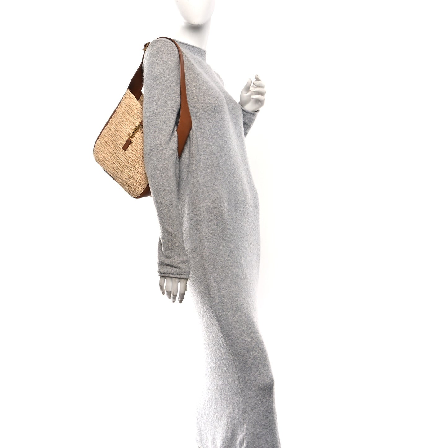 Raffia Calfskin Le 5 A 7 Small Hobo Natural Brick