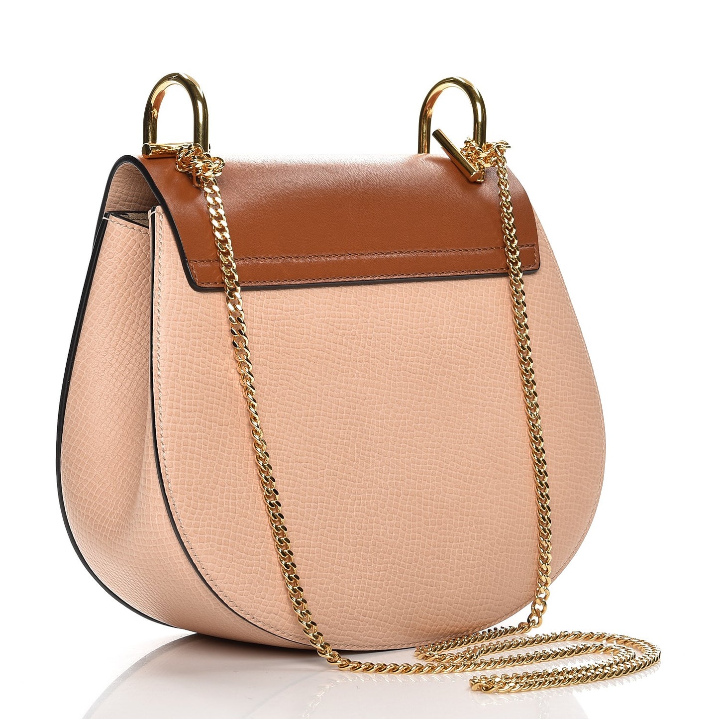 Grained Calfskin Lambskin Drew Shoulder Bag Powder Beige Caramel