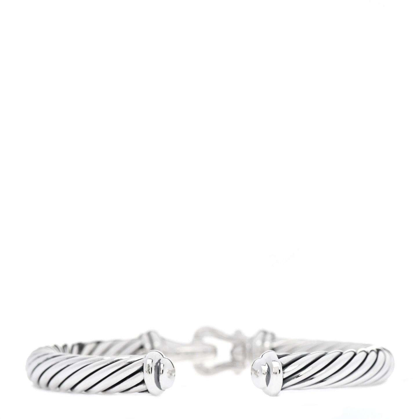 Sterling Silver Diamond 7mm Cable Buckle Cuff Bracelet