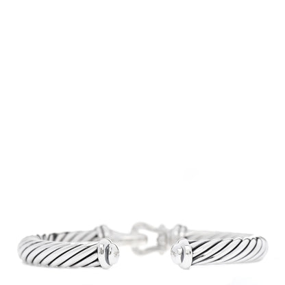 David Yurman Sterling Silver Diamond 7mm Cable Buckle Cuff Bracelet 2 of 4