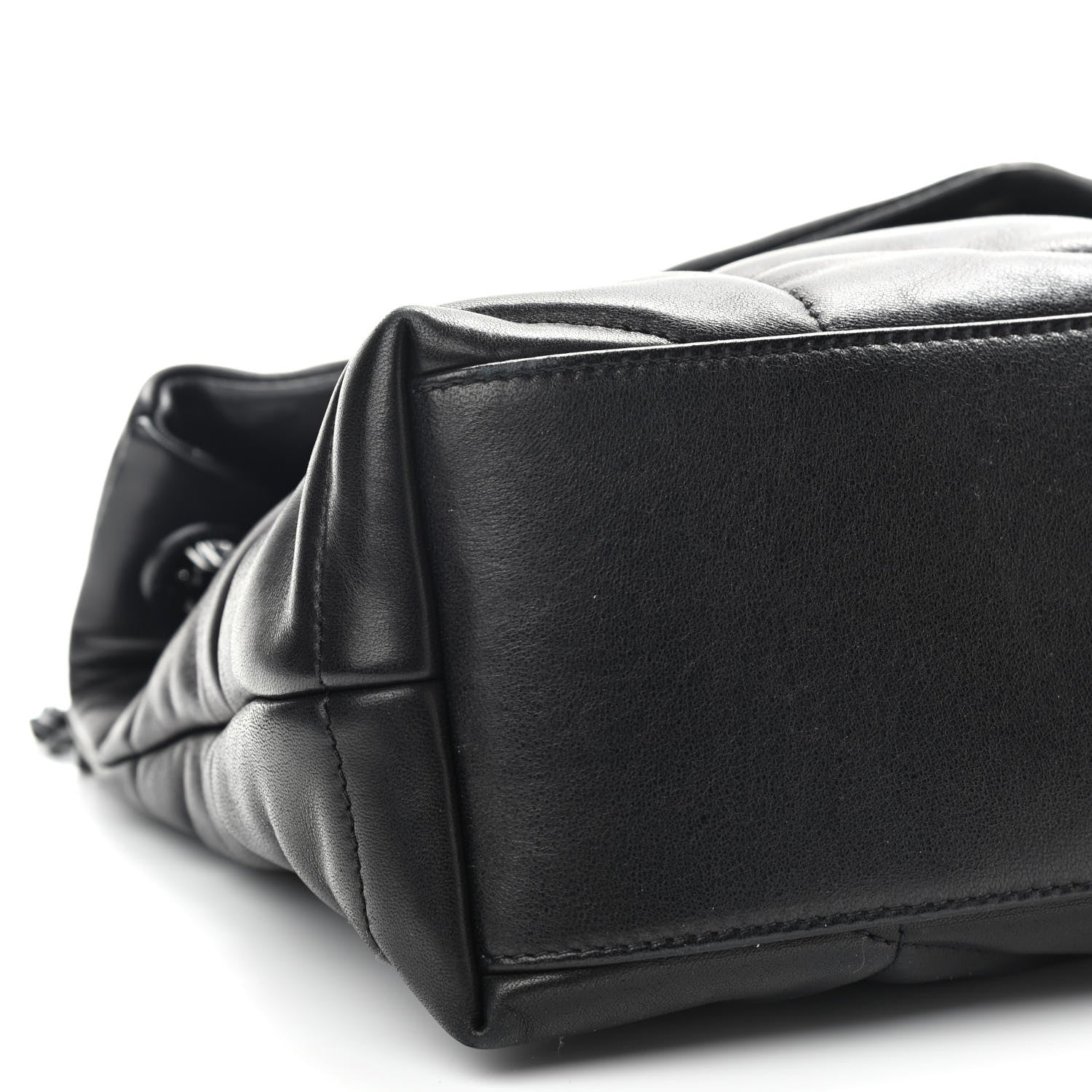 Saint Laurent Lambskin Quilted Small Loulou Puffer Monogram Chain Satchel Black 8 of 9