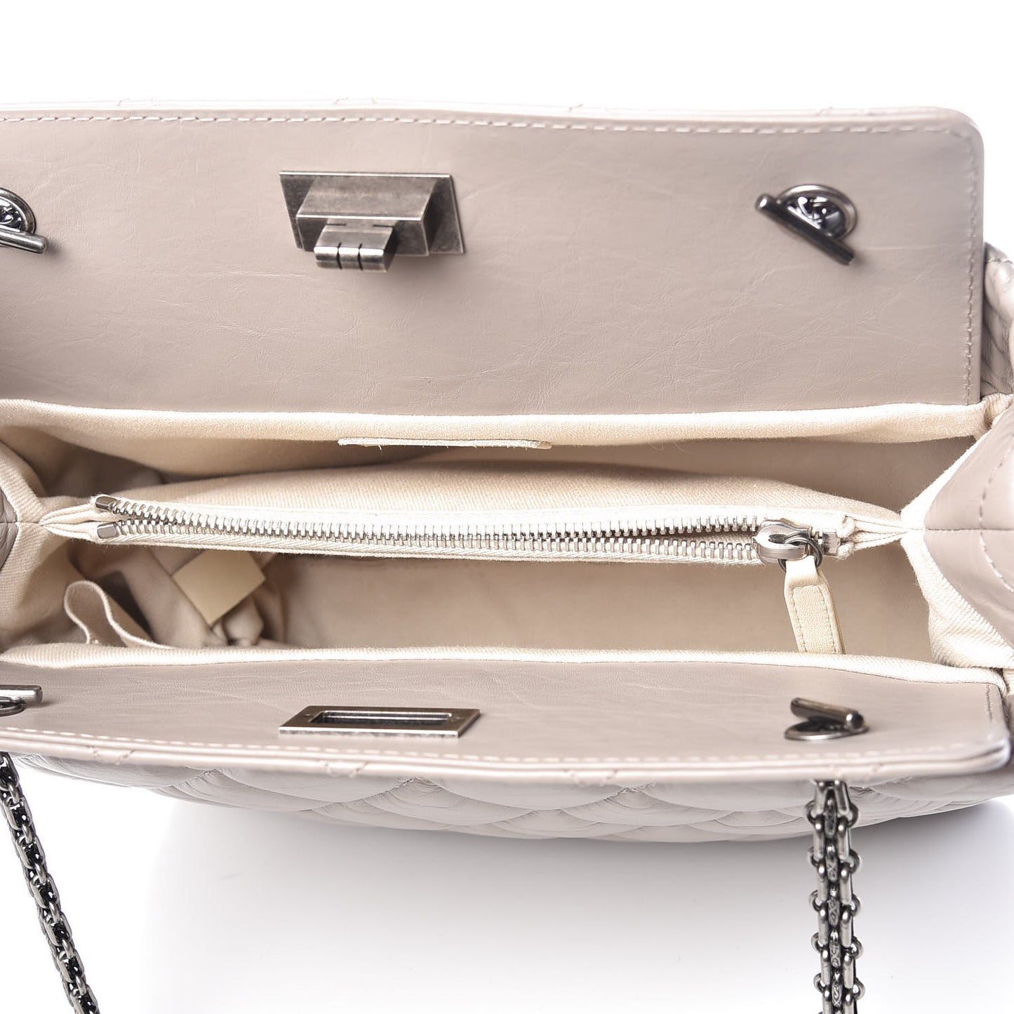 Aged Calfskin Quilted Reissue 2.55 Tote Light Grey