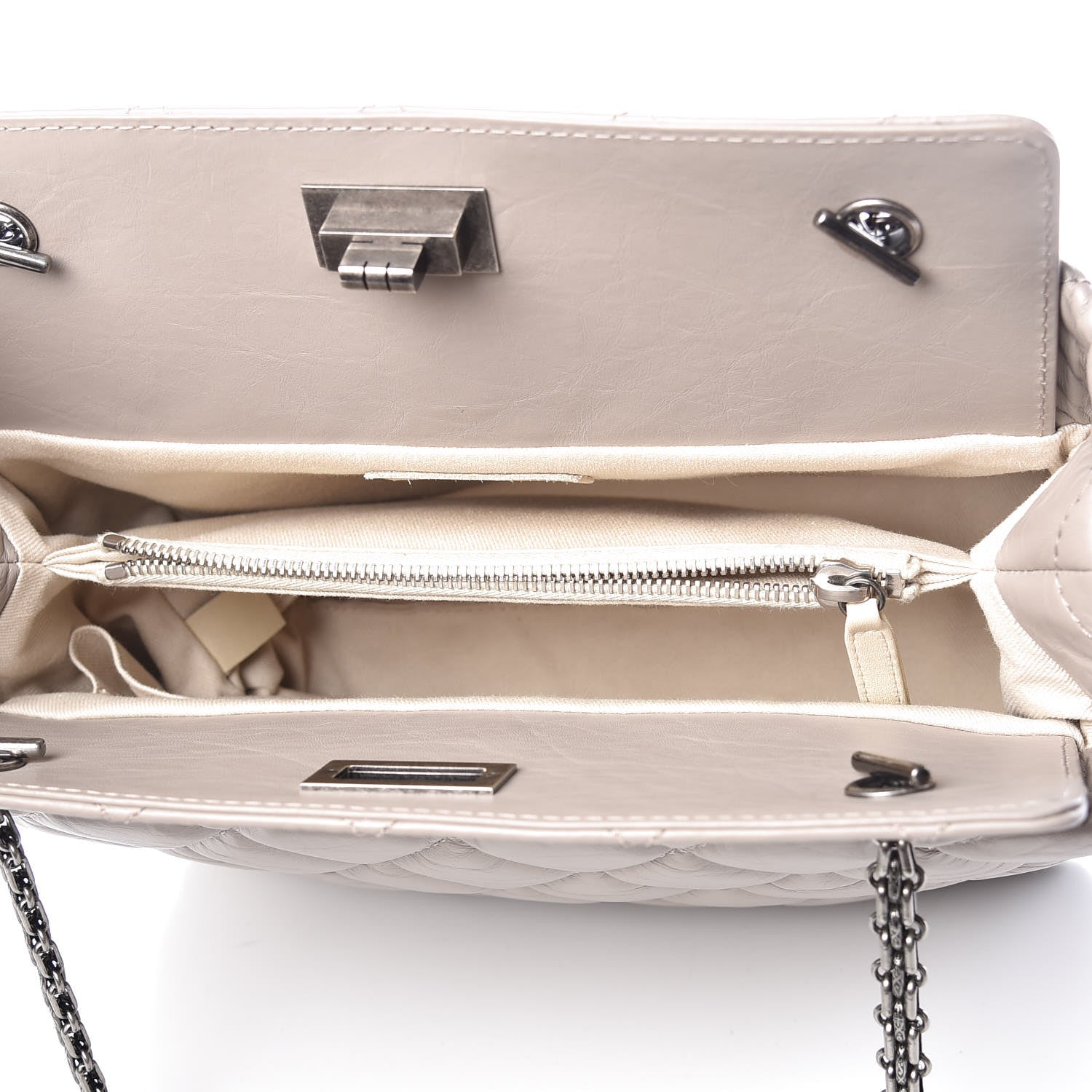 Chanel Aged Calfskin Quilted Reissue 2.55 Tote Light Grey 5 of 16