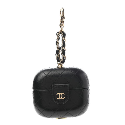 Chanel Lambskin Quilted Airpods Pro Case With Chain Black 1 of 7