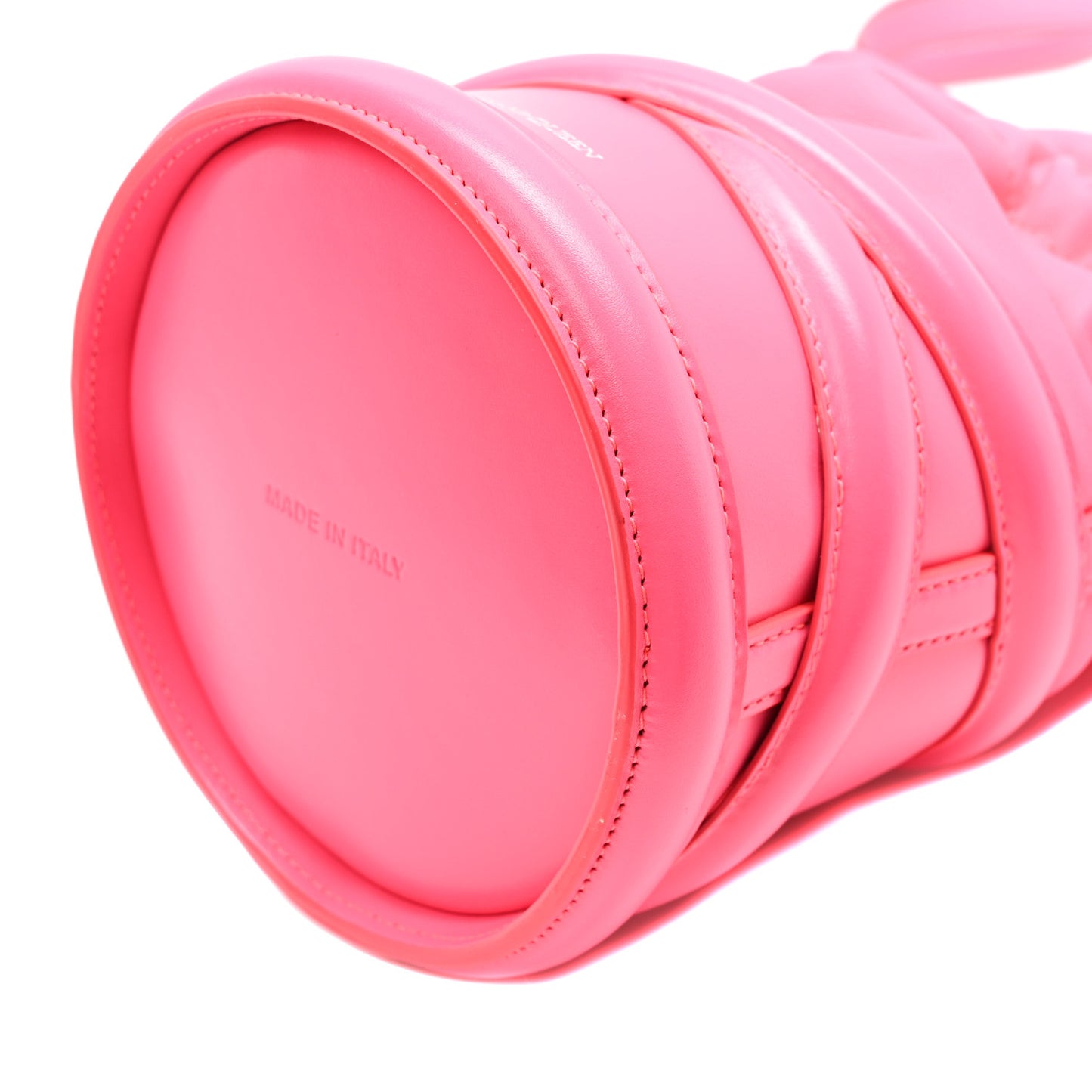 Calfskin The Soft Curve Drawstring Bag Neon Pink