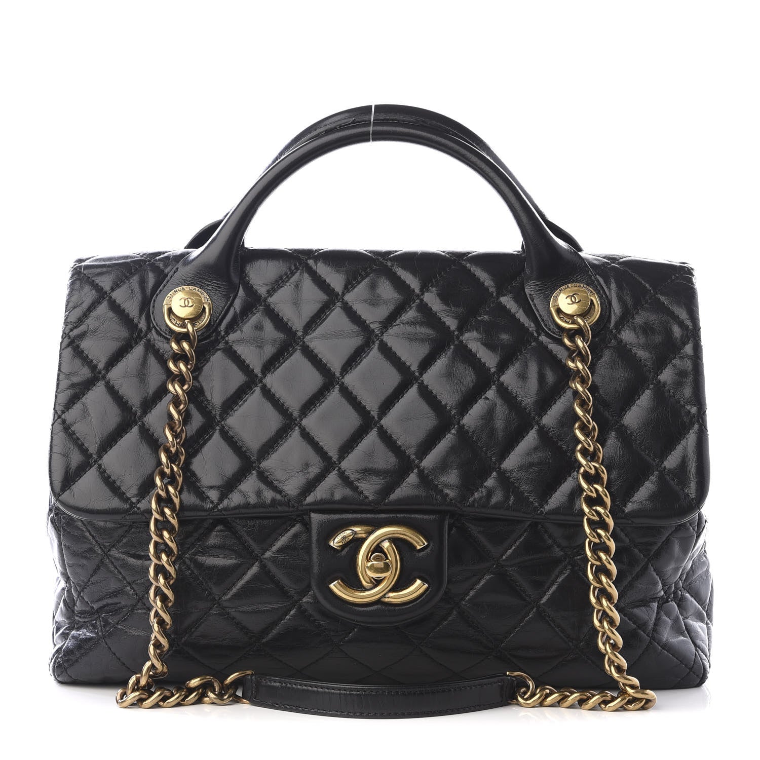 Chanel Glazed Calfskin Large Castle Rock Flap Black 1 of 9