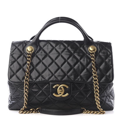Chanel Glazed Calfskin Large Castle Rock Flap Black 1 of 9