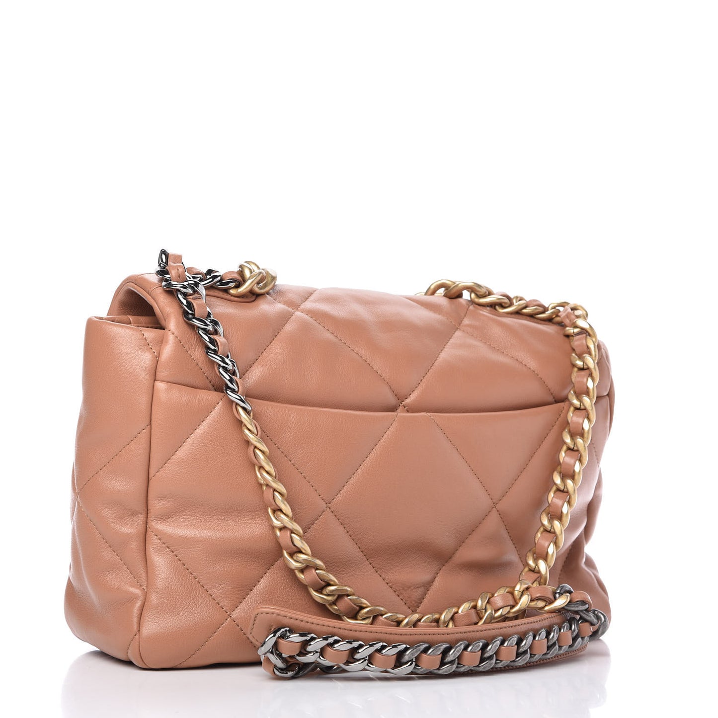 Lambskin Quilted Large Chanel 19 Flap Brown