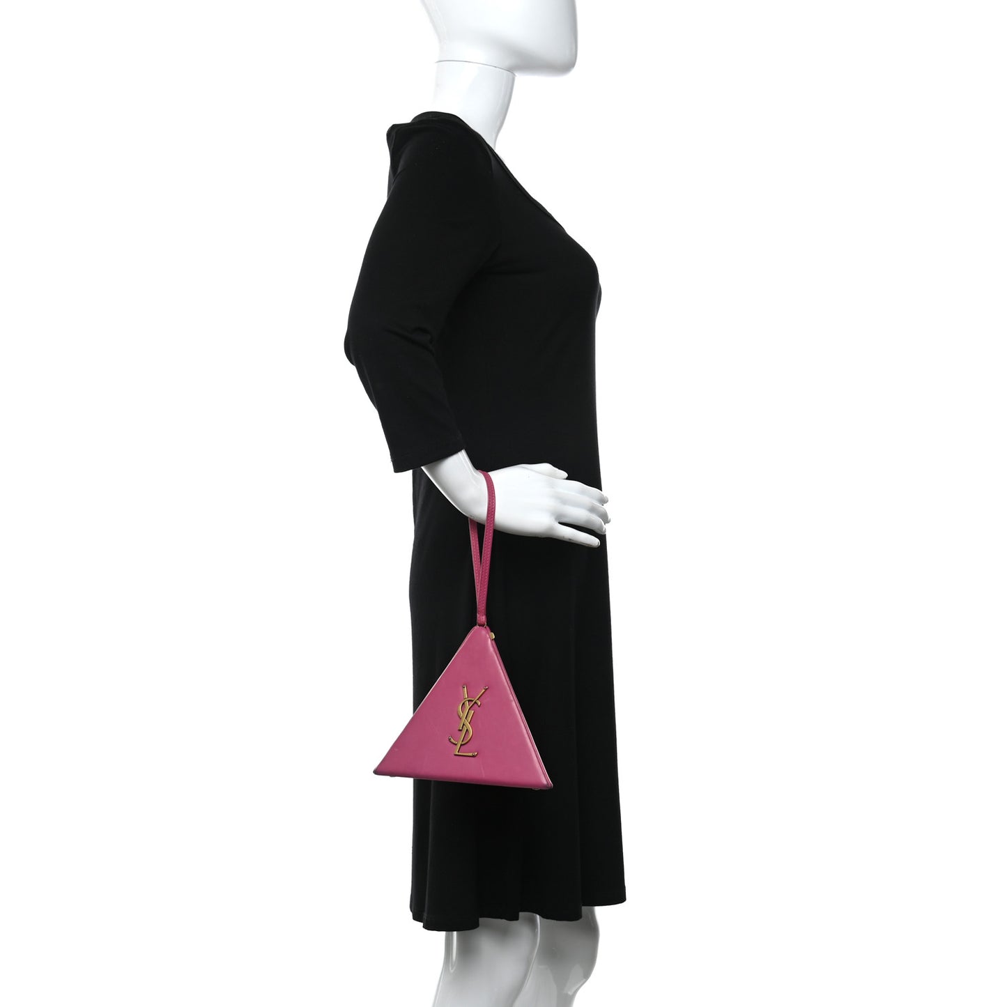 Lambskin Pyramid Clutch Lipstick Fuchsia